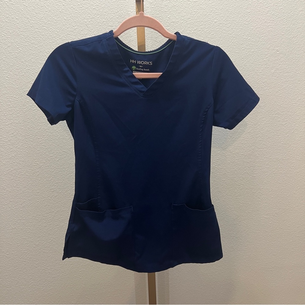 Healing Hands HH Works Size XXS Monica V-Neck Solid Scrub Top 2500 Navy Blue
